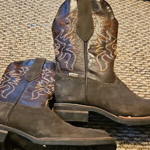 Men's Embroidered Western Boots - Dark Brown
